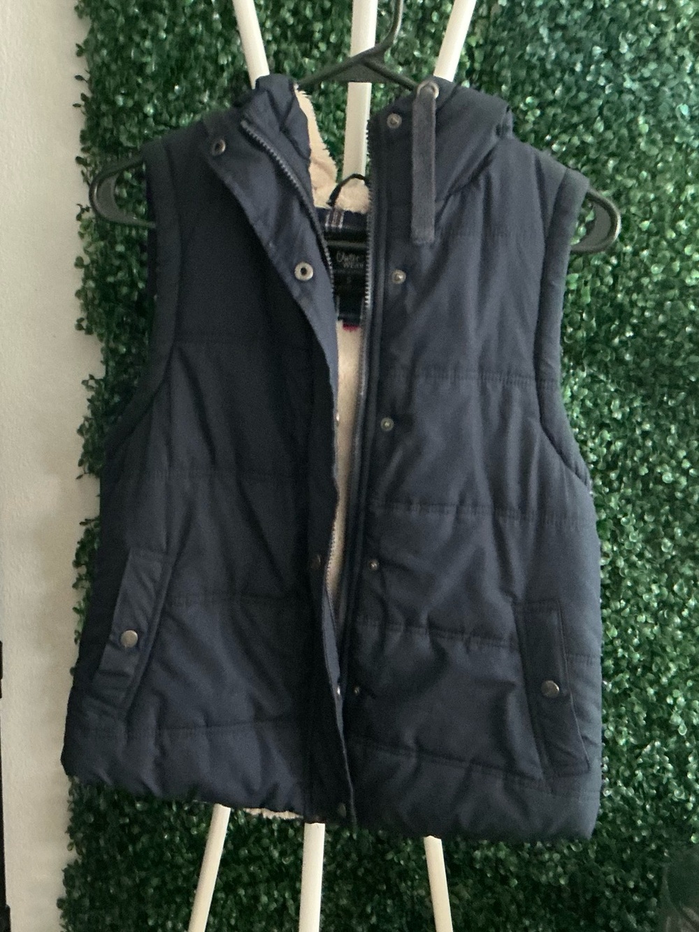 Cotton On Navy Plaid Hooded Outerwear with Red and White Accents